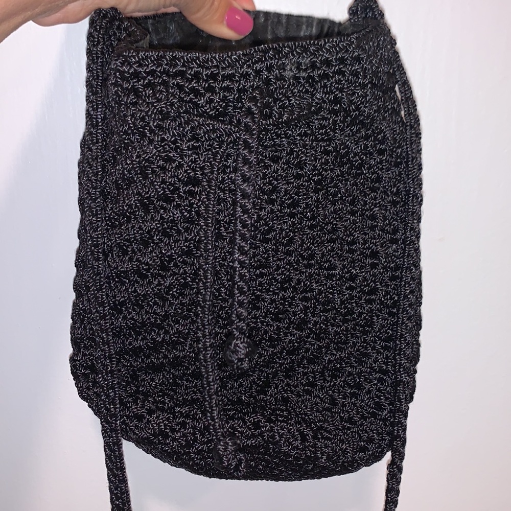 The Sak Crochet drawstring bucket bag